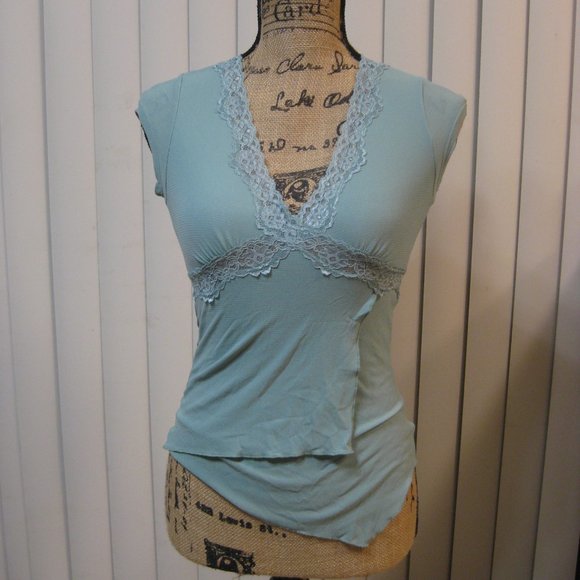 bebe Tops - NWOT Bebe vintage green lace top shirt S small